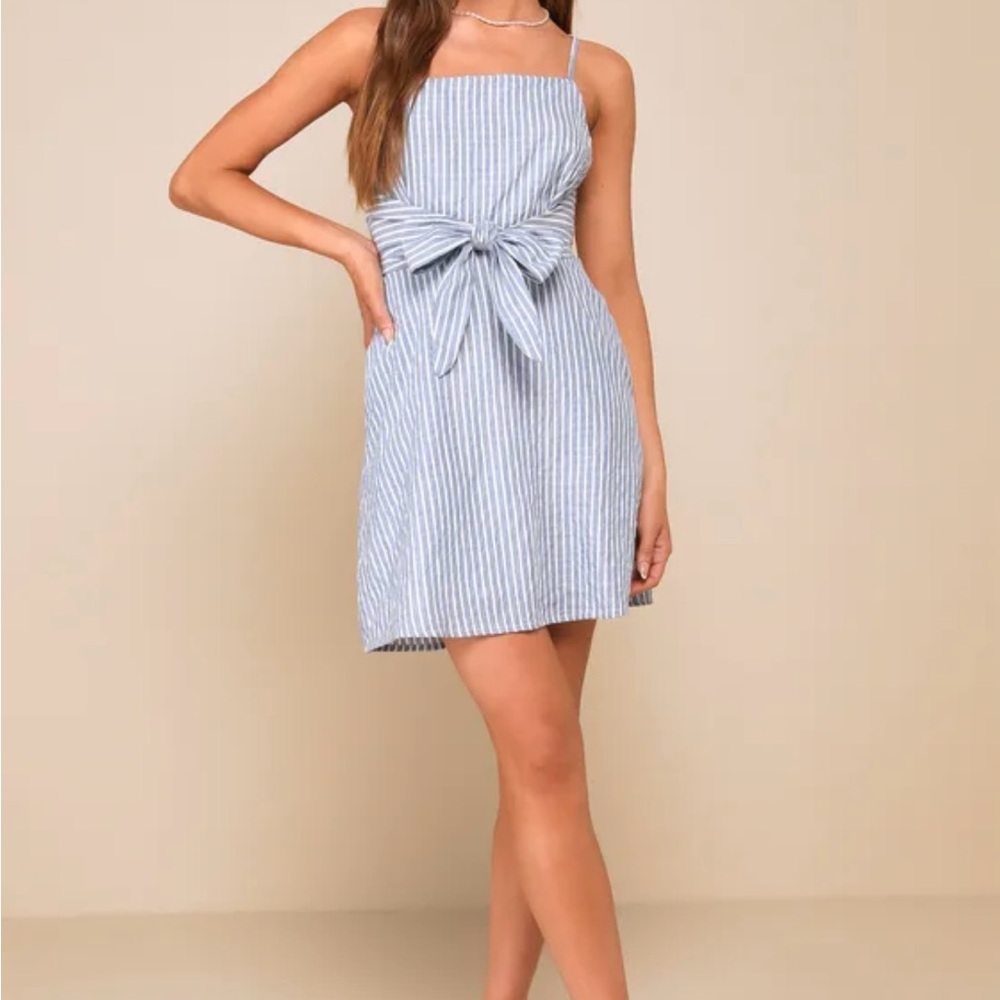 Striped Blue Sleeveless Dress